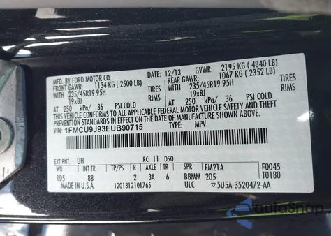 2014 Ford Escape Titanium from USA, damaged, VIN 1FMCU9J93EUB90715